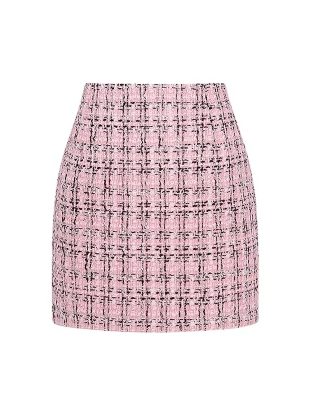 Women's High Waist Plaid Pencil Mini Skirt Wool Blend Bodycon Zipper